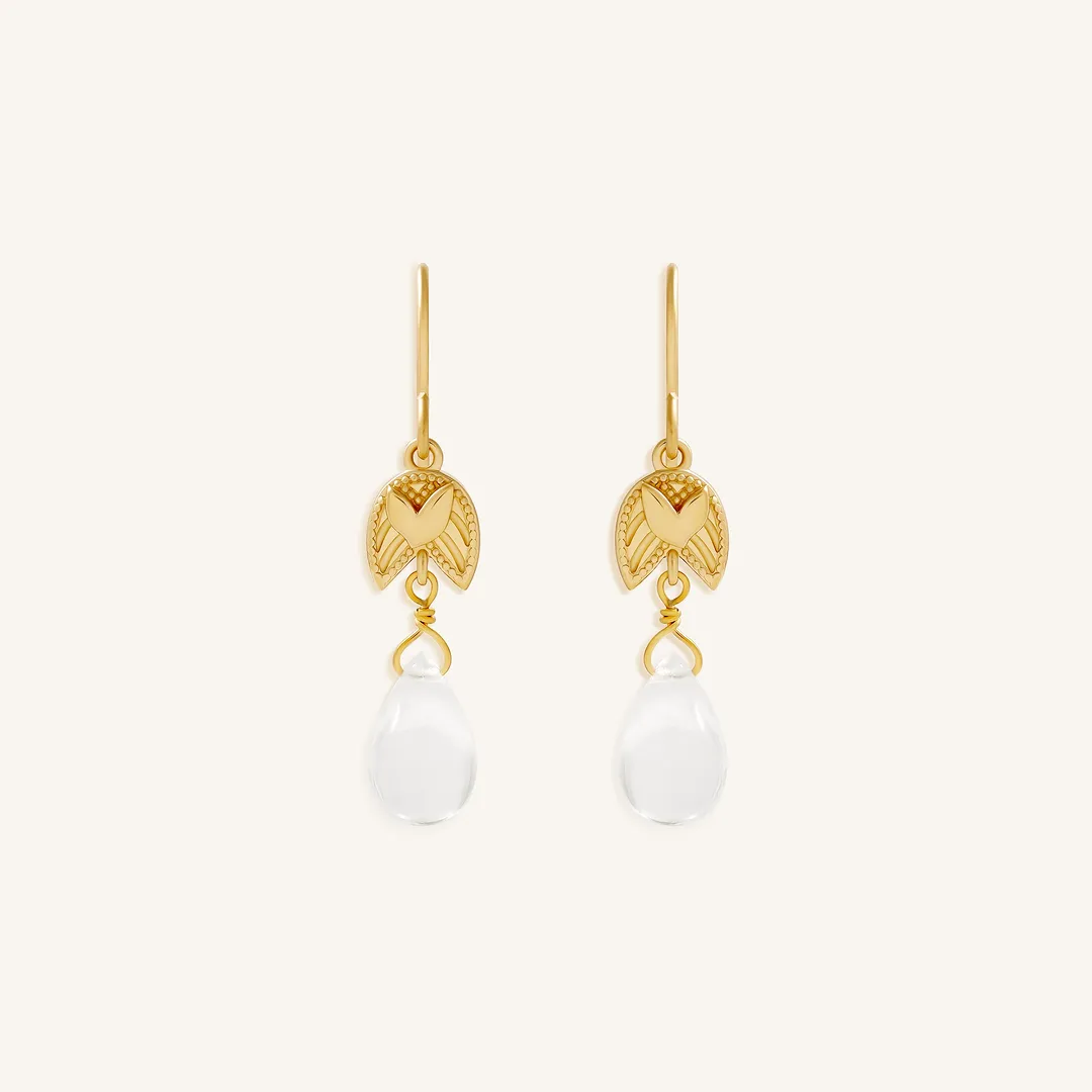 Awakened Light Quartz Lotus Earrings