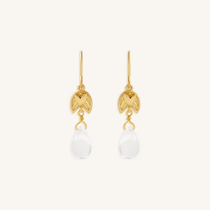 Awakened Light Quartz Lotus Earrings