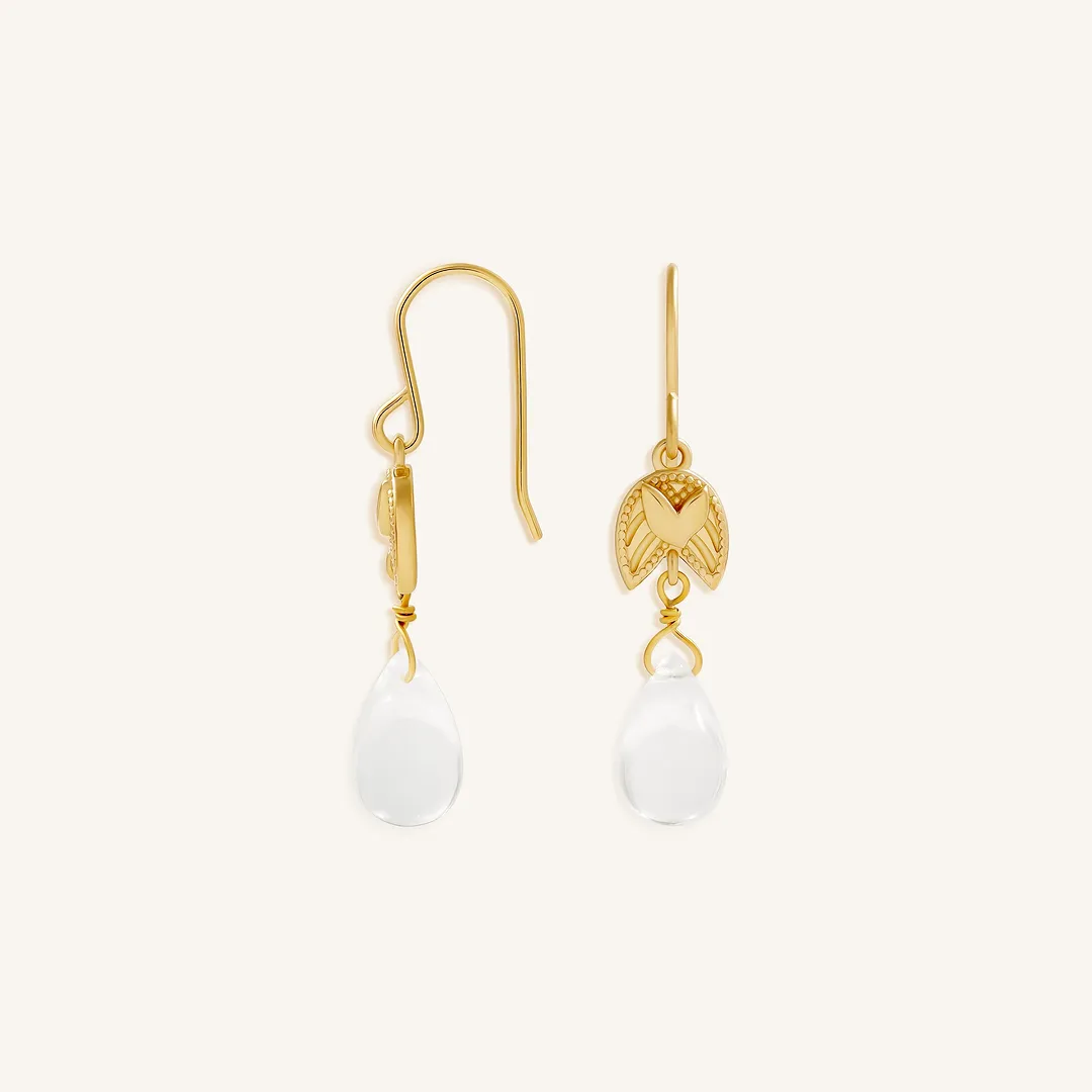 Awakened Light Quartz Lotus Earrings