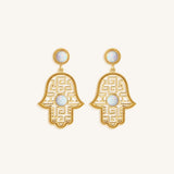 Heritage Light Hamsa Opal Drop Earrings