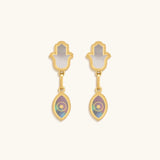 Boundless Joy Hamsa & Evil Eye Mother of Pearl Earrings