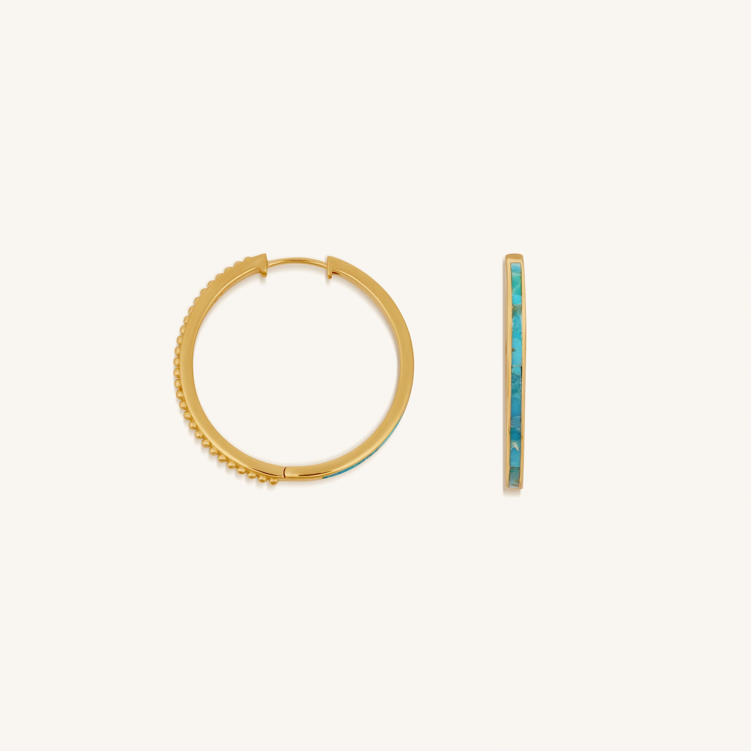 Graceful Strength Turquoise Gold Hoop Earrings