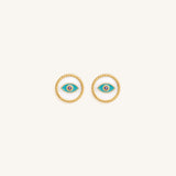 Fortunate Vision Sapphire Evil Eye Stud Earrings
