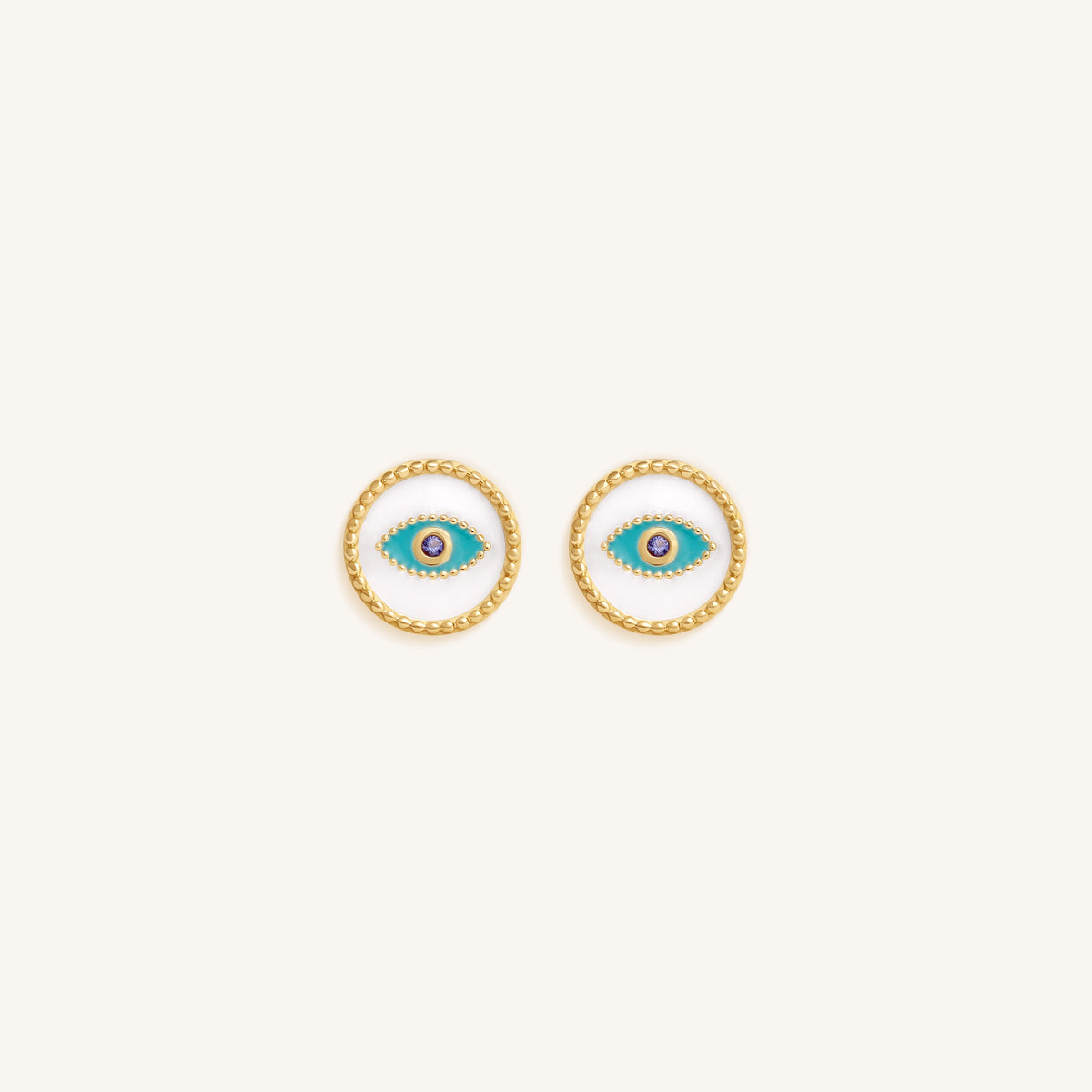 Fortunate Vision Sapphire Evil Eye Stud Earrings