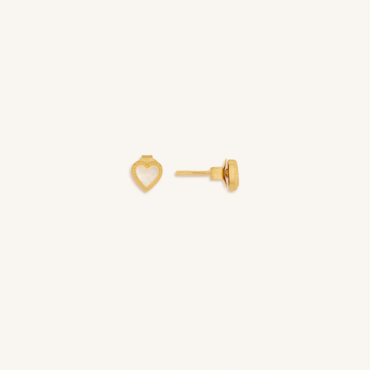 Enchanted Soul Mother of Pearl Heart Gold Earrings