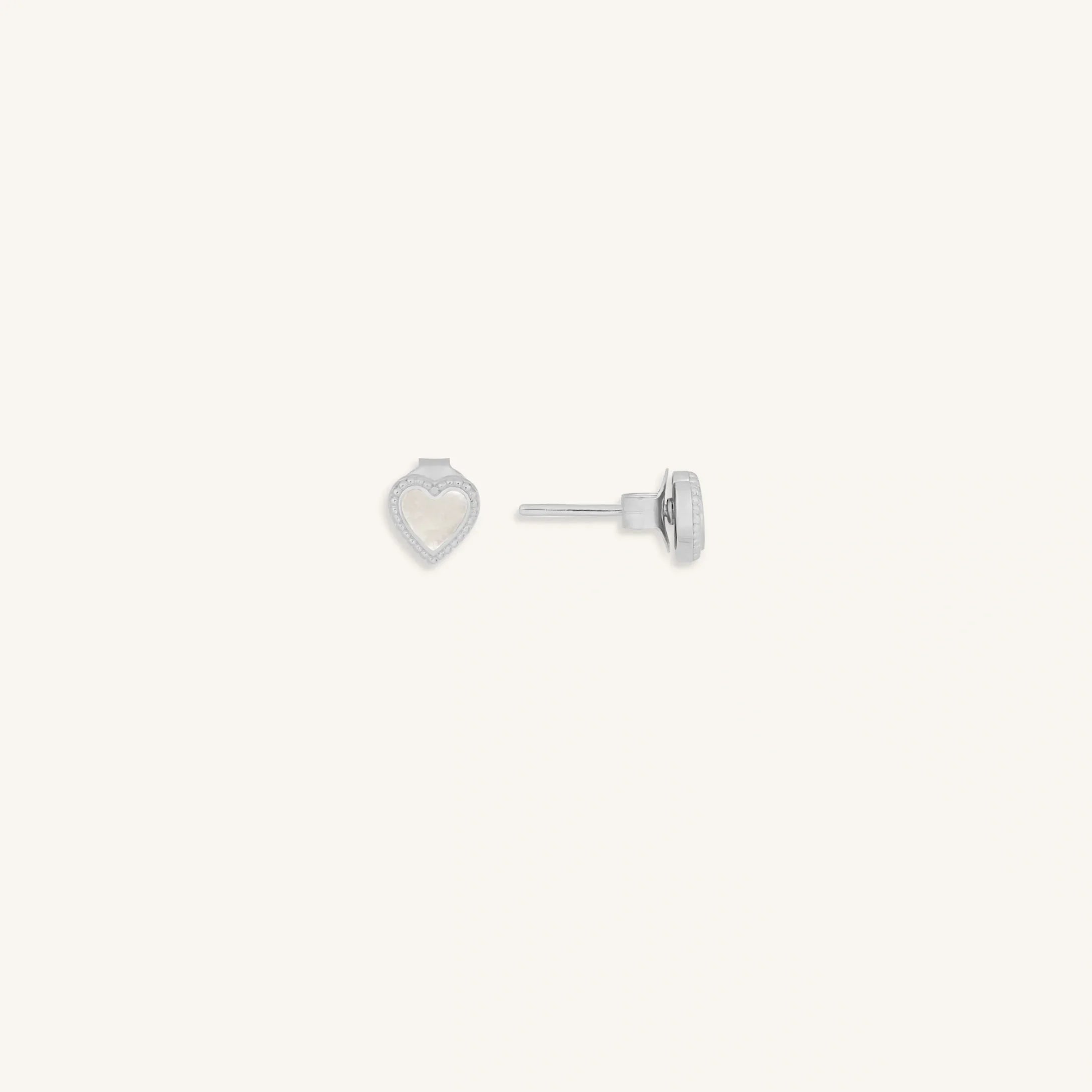 Spiritual Abundance Mother of Pearl Silver Heart Earrings