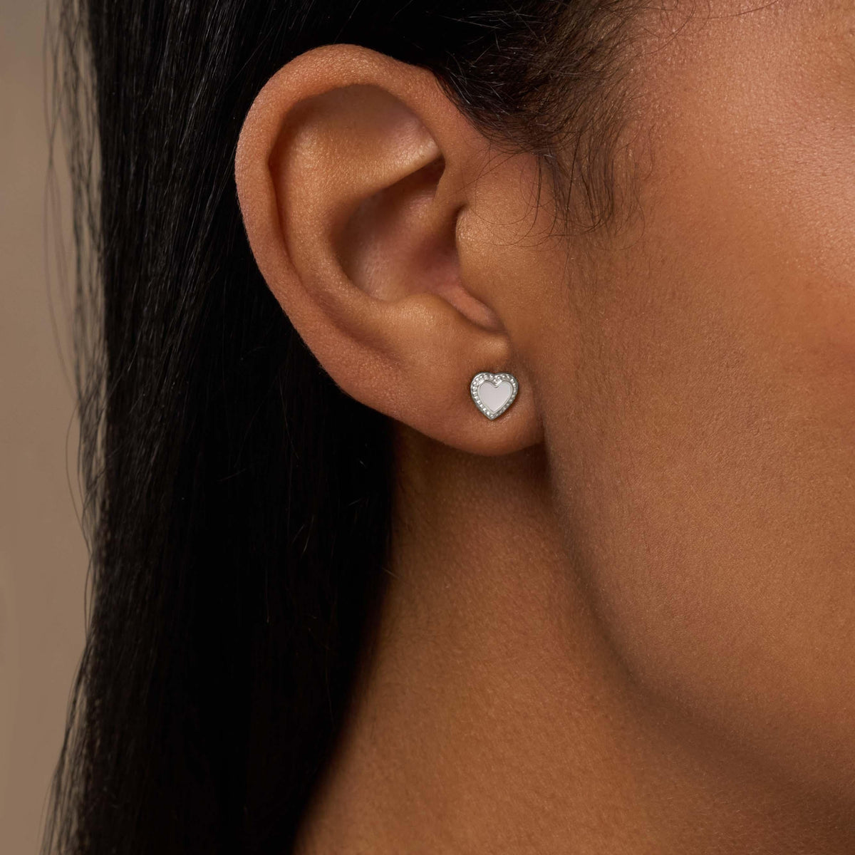 Spiritual Abundance Mother of Pearl Silver Heart Earrings