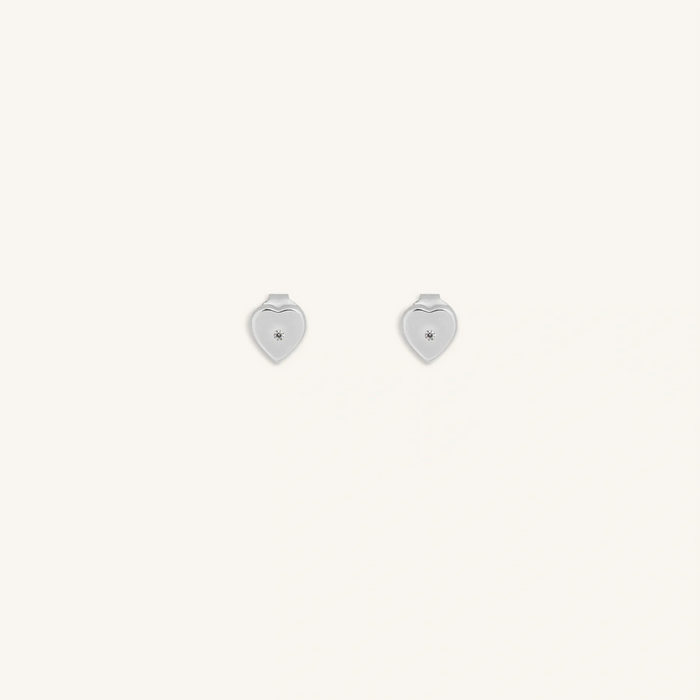 Soulful Connection Diamond Silver Heart Earrings