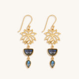 Subtle Movement Gold Lotus Labradorite Earrings