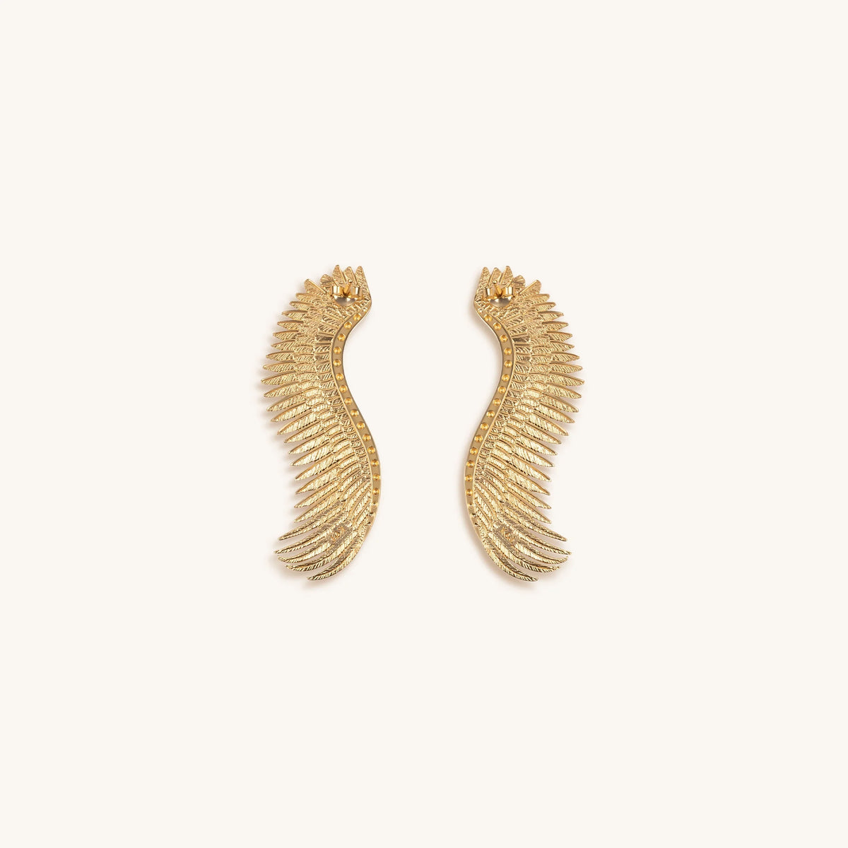 Lavish Abundance - Gold Plated Feather Earrings