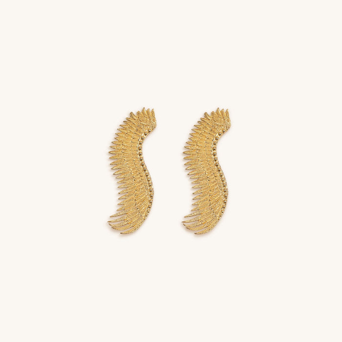 Lavish Abundance - Gold Plated Feather Earrings