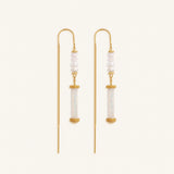 Luminous Serenity Moonstone & Pearl Threader Earrings