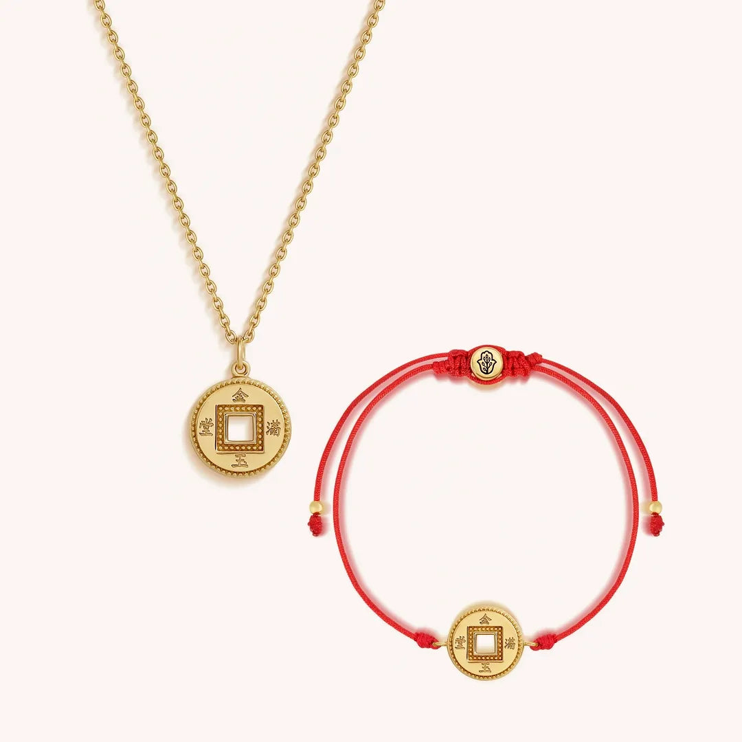 Infinite Fortune Red String & Lucky Coin Set
