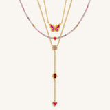 Open Heart Multi-Stone Necklace Set