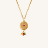 Sacred Flow Multi-Drop Gemstone Medallion Necklace