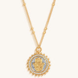 Precious Protection Gold Plated Hamsa Medallion Necklace