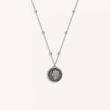 Dedicated Assurance Solid 14K White Gold Hamsa Medallion Necklace