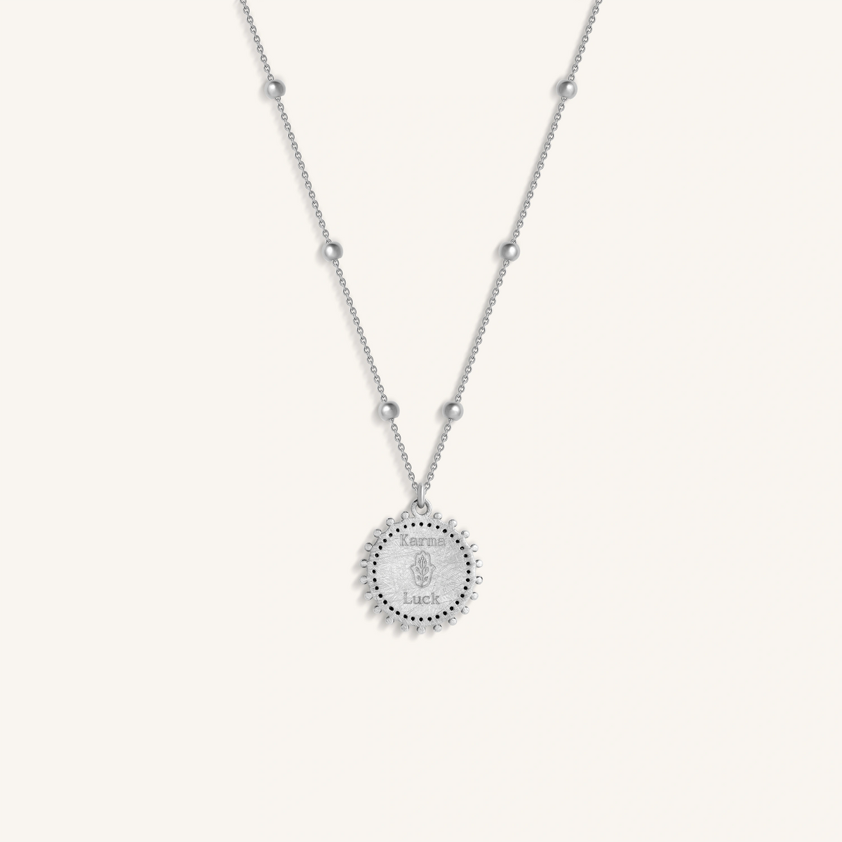 Dedicated Assurance Solid 14K White Gold Hamsa Medallion Necklace
