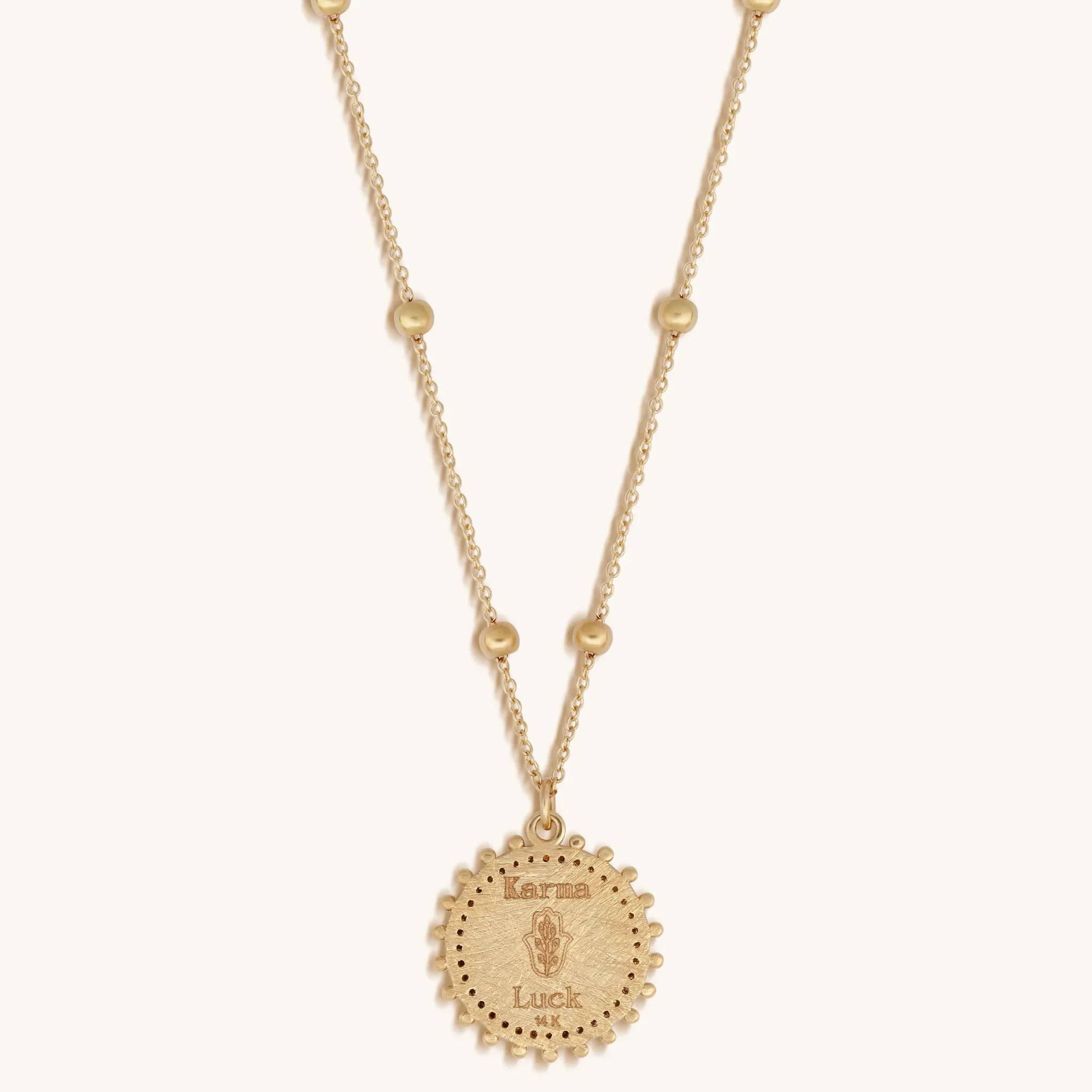 Illuminated Faith 14K Solid Gold Diamond Hamsa Medallion Necklace