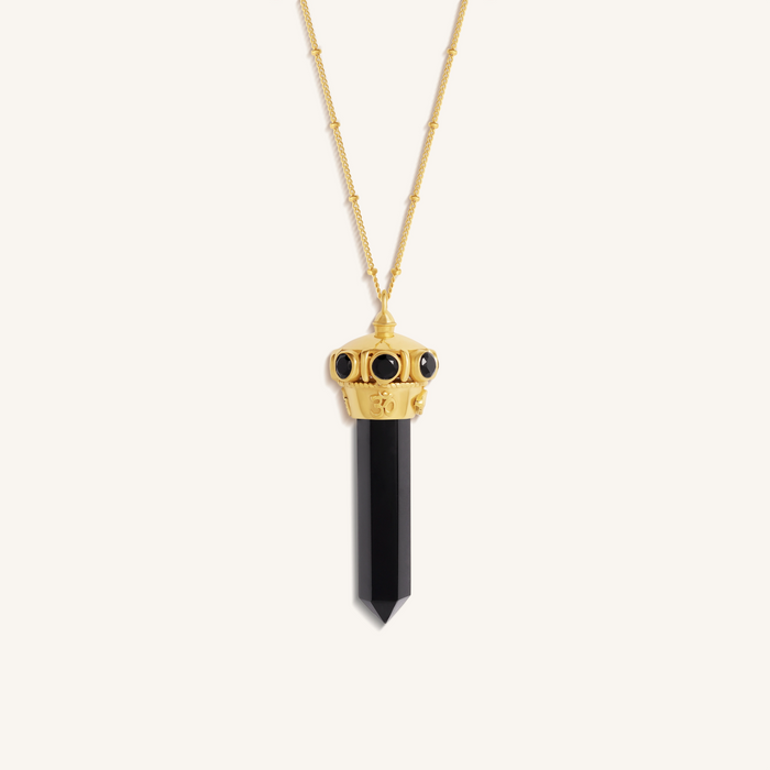 Eternal Harmony Multi-Charm Onyx Gold Necklace