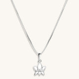 Divine Virtue White Enamel Diamond Lotus Necklace