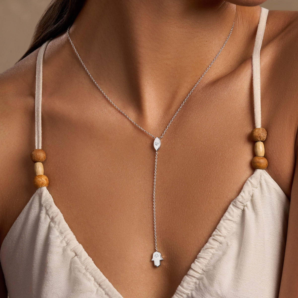 Forever Blessed Hamsa & Evil Eye Charm Silver Necklace