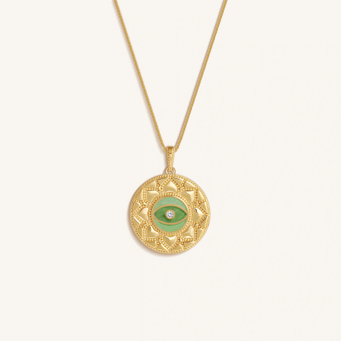 Guardian Balance Jade Evil Eye Mandala Necklace