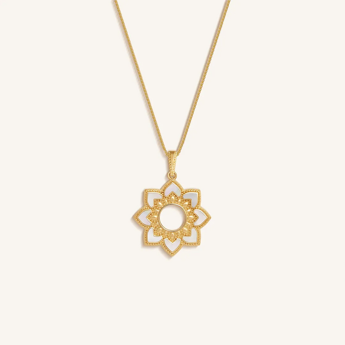 Serene Bloom Lotus Harmony Mother of Pearl Necklace