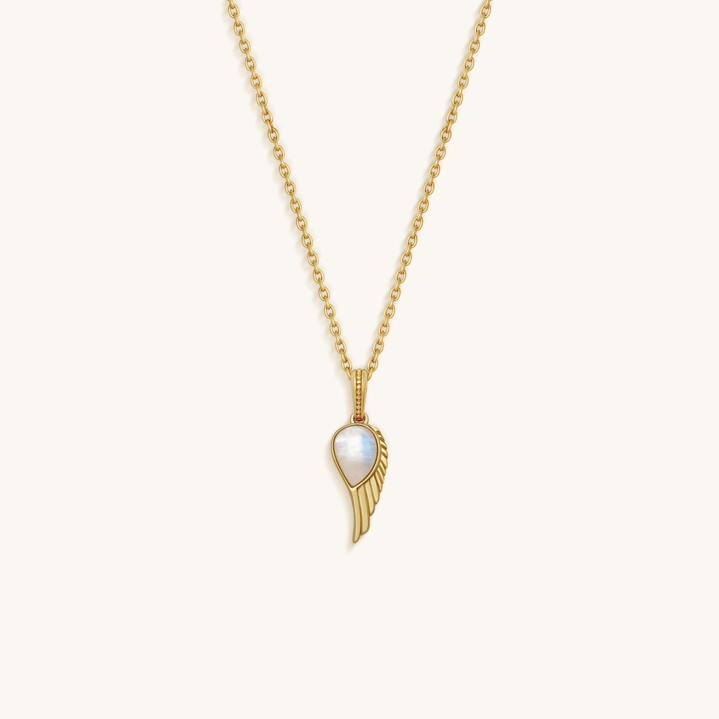 Lightness of Being Moonstone Angel Wing Gold Necklace