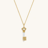 Spiritual Awakening Rainbow Moonstone Key & Lotus Gold Necklace