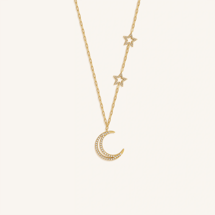 Lunar Grace Radiant Moon & Stars Necklace