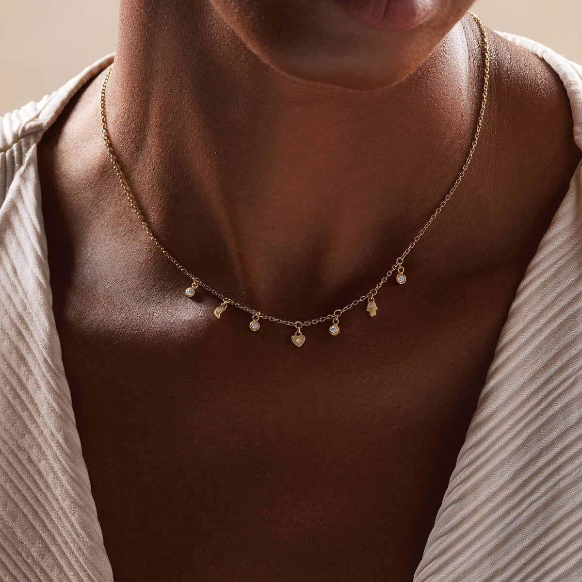Graceful Abundance Gold Charm Necklace