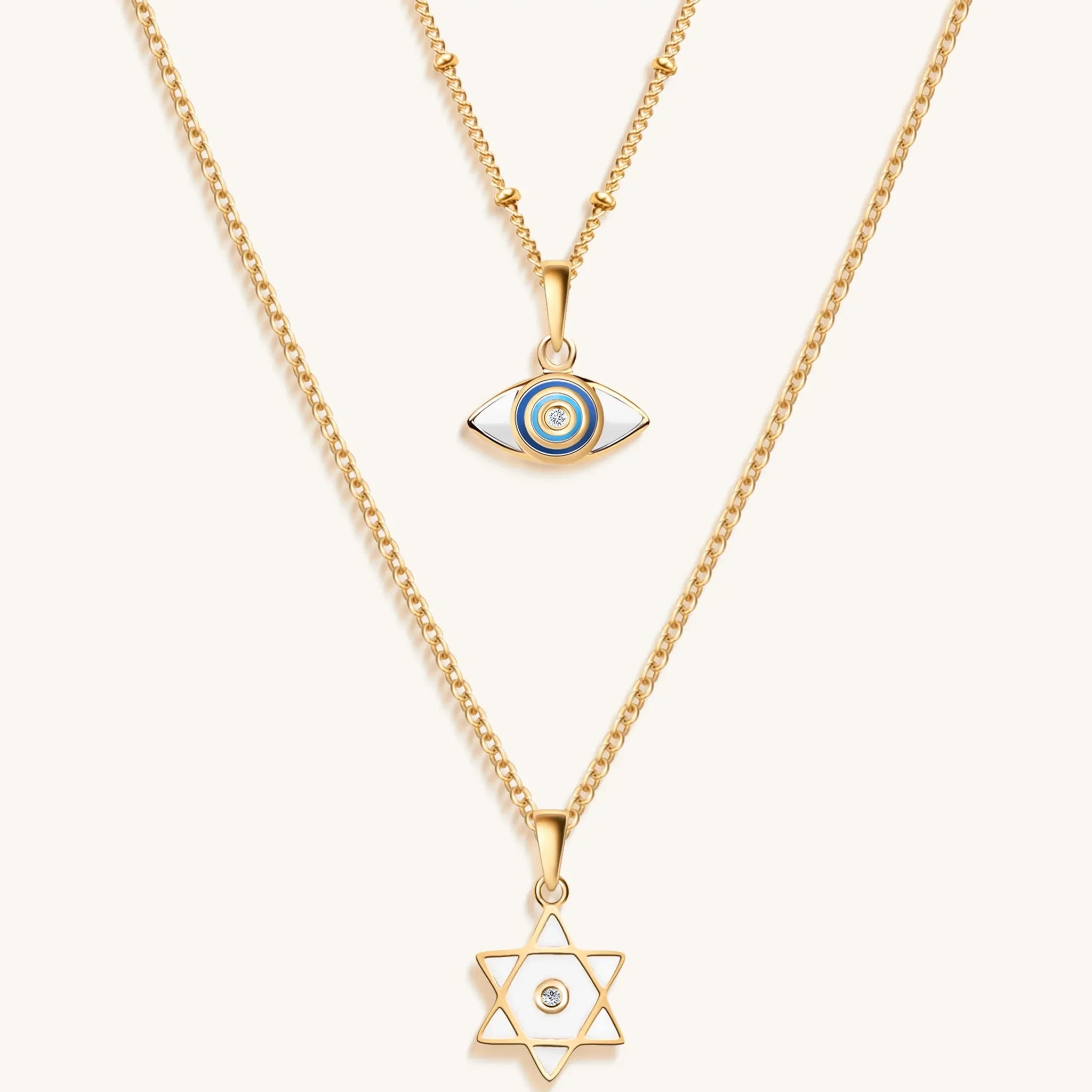Unwavering Faith - Gold Evil Eye Star of David Necklace