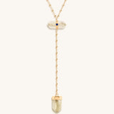 Vibrationally High Gold Citrine Evil Eye Double Pointer Necklace