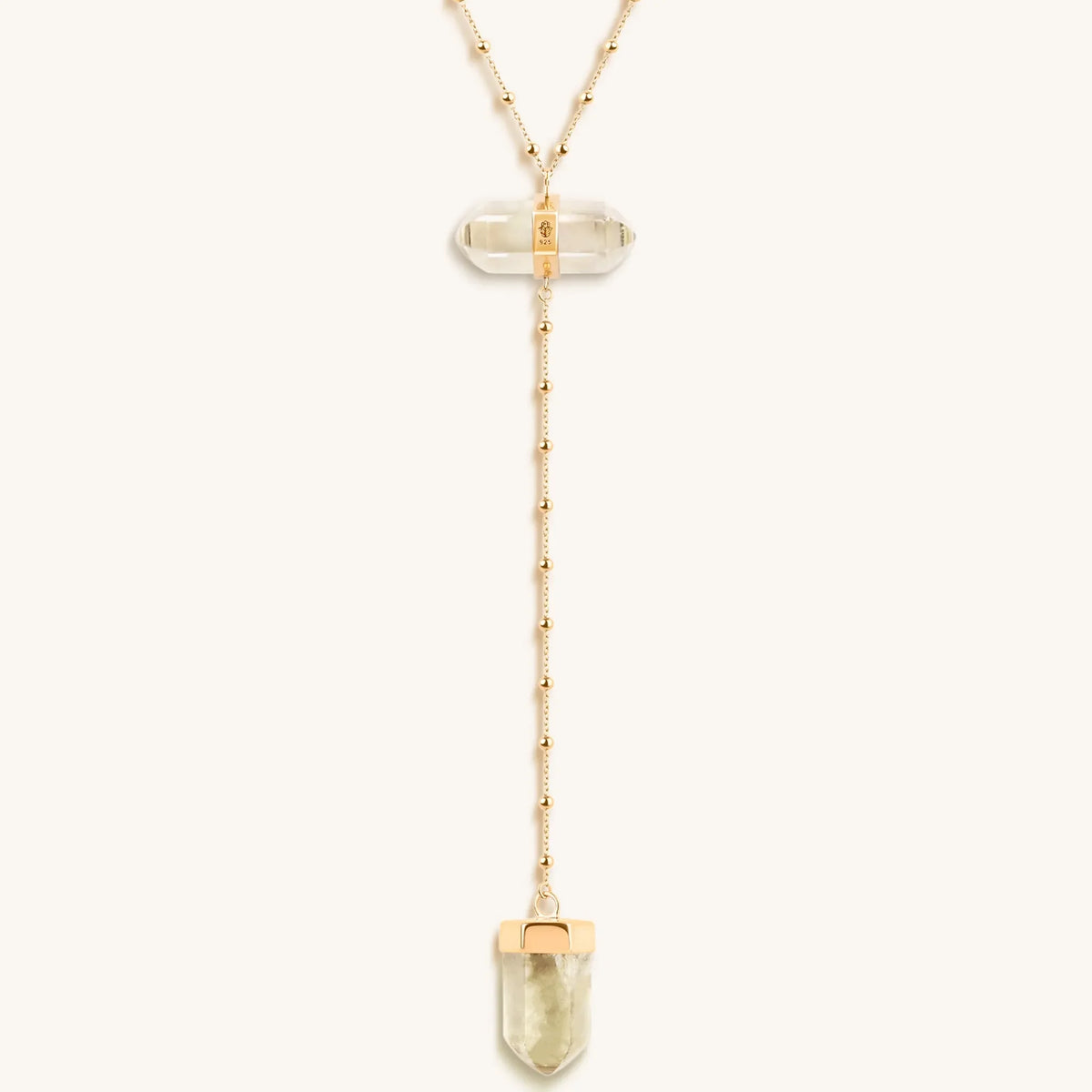 Vibrationally High Gold Citrine Evil Eye Double Pointer Necklace