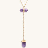 Soothing Remedy Gold Amethyst Evil Eye Double Pointer Necklace