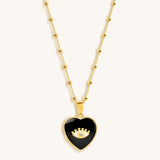 Grounded in Love Black Onyx Heart Diamond Evil Eye Necklace