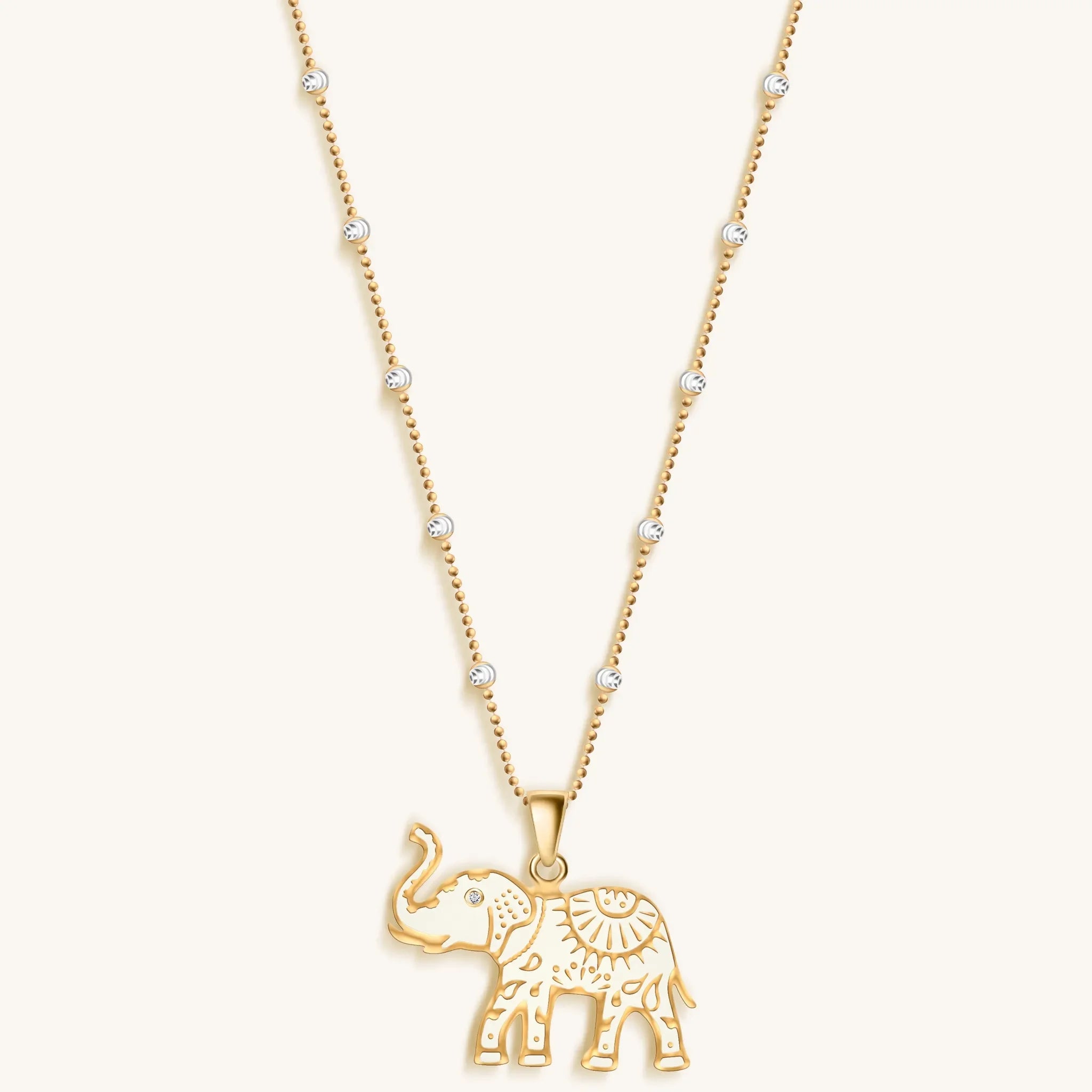 Infinite Wisdom Gold Plated Elephant Pendant Necklace