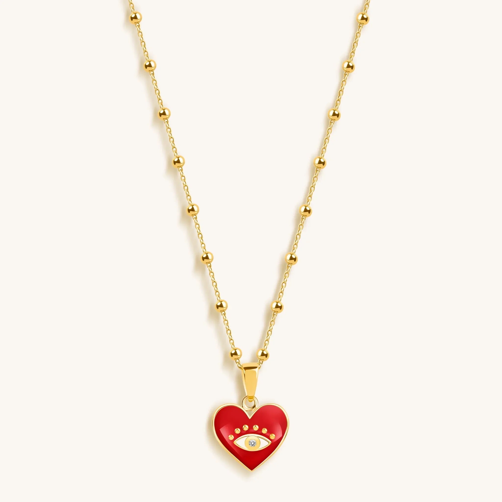 Steadfast Loyalty Evil Eye Diamond Heart Charm Necklace