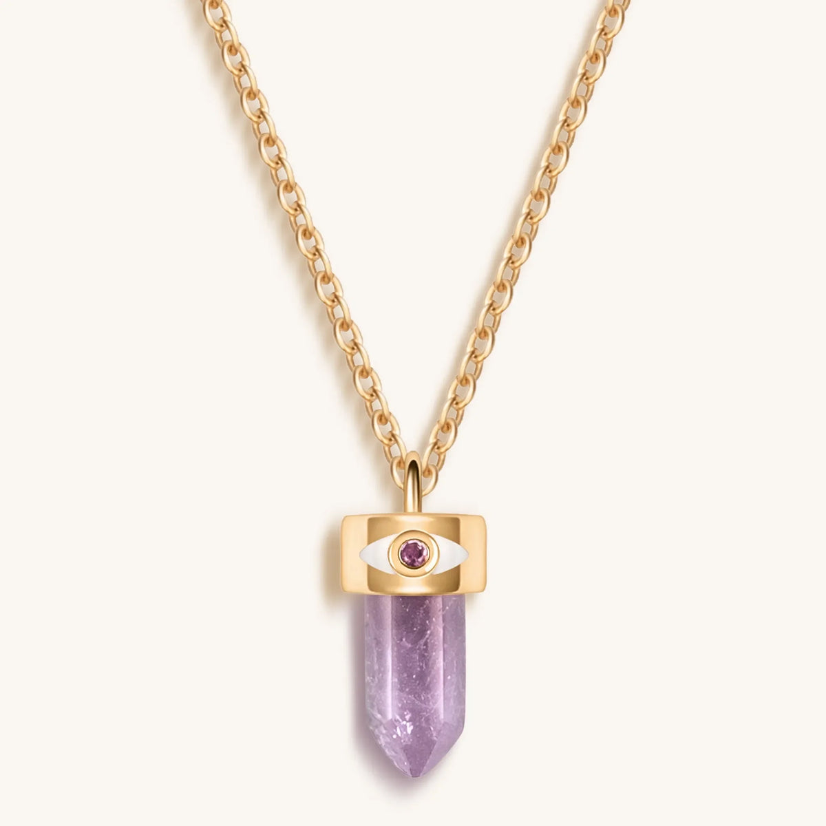 Serene Tranquility Amethyst Evil Eye Pointer Necklace