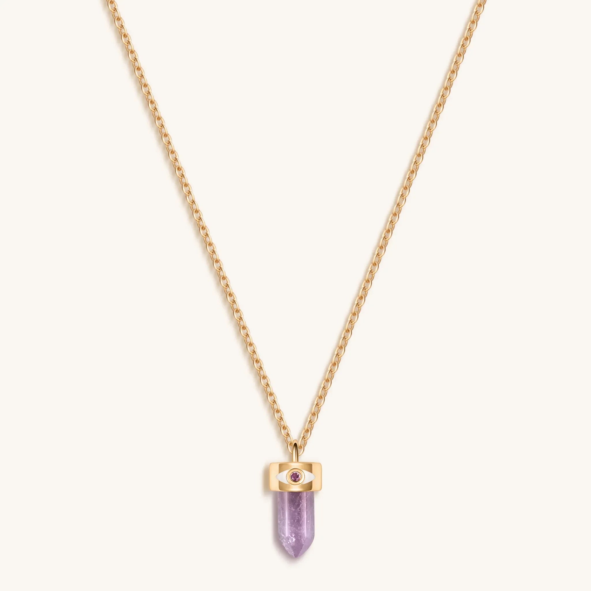 Serene Tranquility Amethyst Evil Eye Pointer Necklace