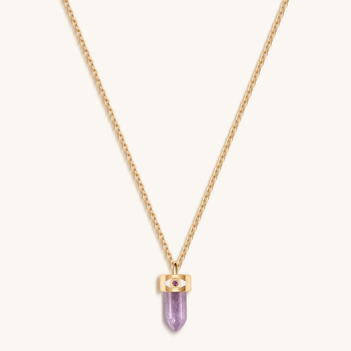 Serene Tranquility Amethyst Evil Eye Pointer Necklace
