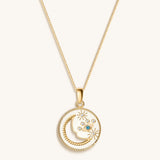 Celestial Impression White Enamel Moon & Stars Necklace