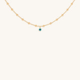 Glowing Perspective Turquoise Enamel Evil Eye Necklace
