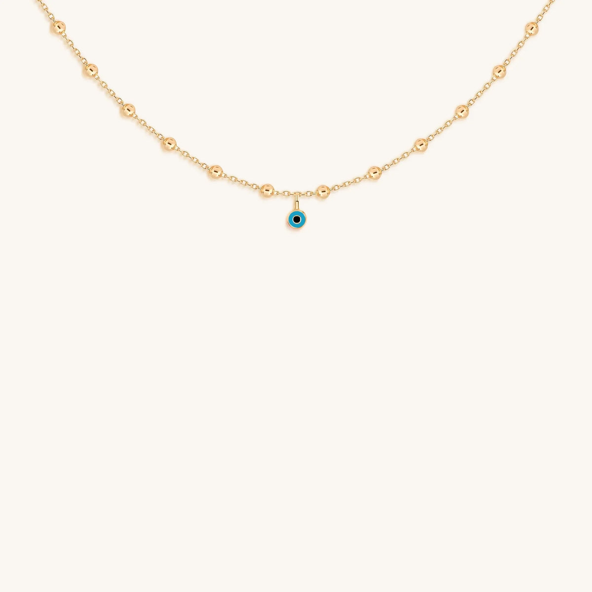 Glowing Perspective Turquoise Enamel Evil Eye Necklace