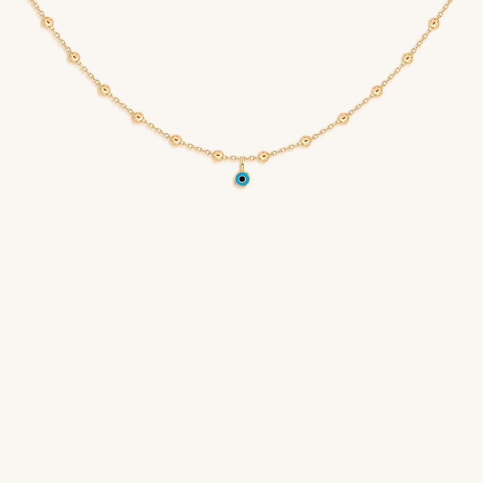 Glowing Perspective Turquoise Enamel Evil Eye Necklace