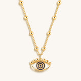 Cheerful Outlook Enamel Evil Eye Pendant Necklace