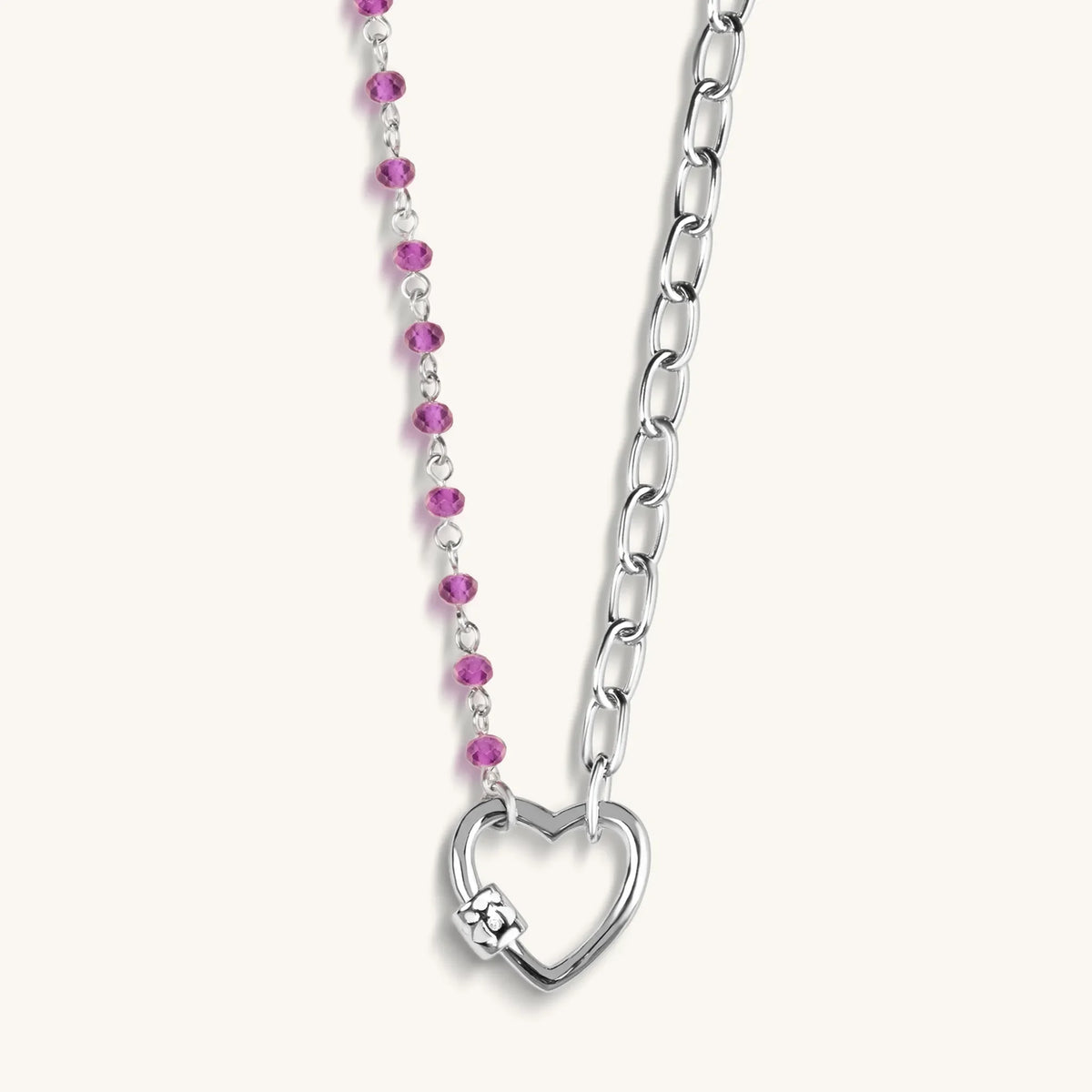 Compassionate Wisdom - Amethyst Diamond Heart Charm Necklace