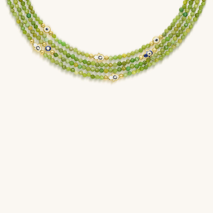 Abundant Mindset - Jade Evil Eye Hamsa Necklace
