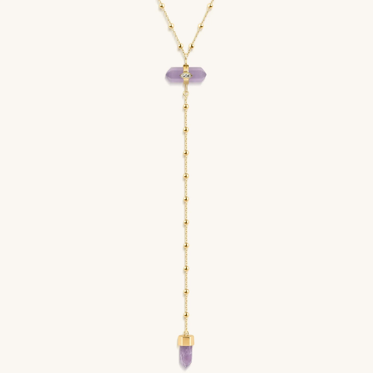 Divine Guidance Amethyst Gold Evil Eye Necklace